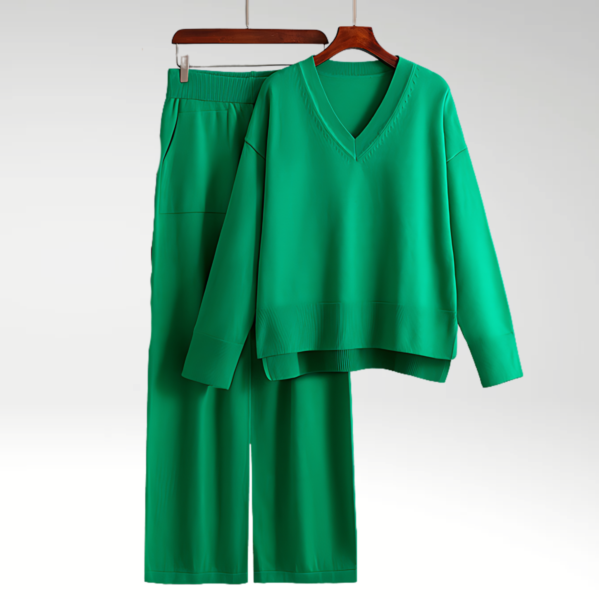 Dagmara | Zestaw Dwa Części Luxe z Dekoltem w Serek