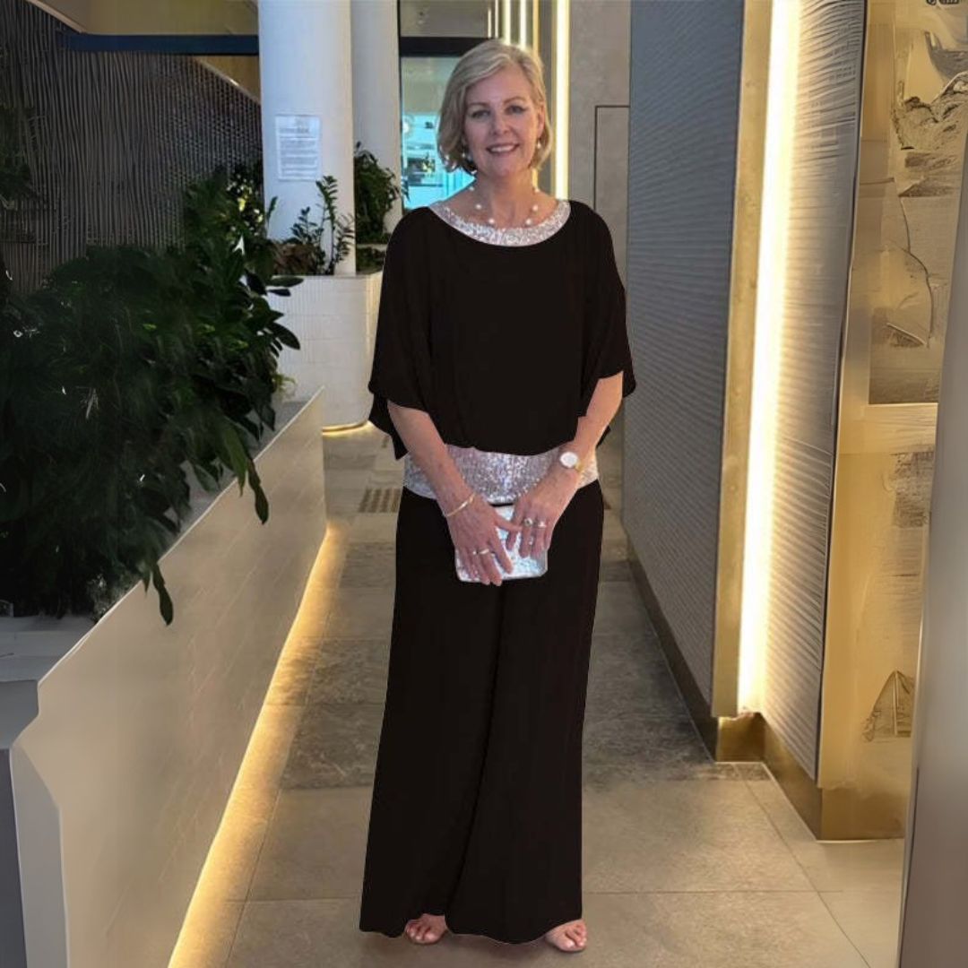 Beáta | Błyszczący dwuczęściowy zestaw na specjalne okazje