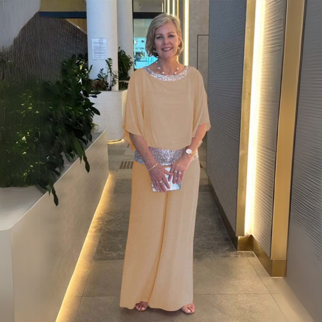 Beáta | Błyszczący dwuczęściowy zestaw na specjalne okazje