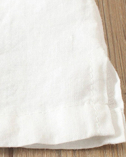 Béatrice | Blouse Lin Col Rond Boutons Manches Courtes Détendue