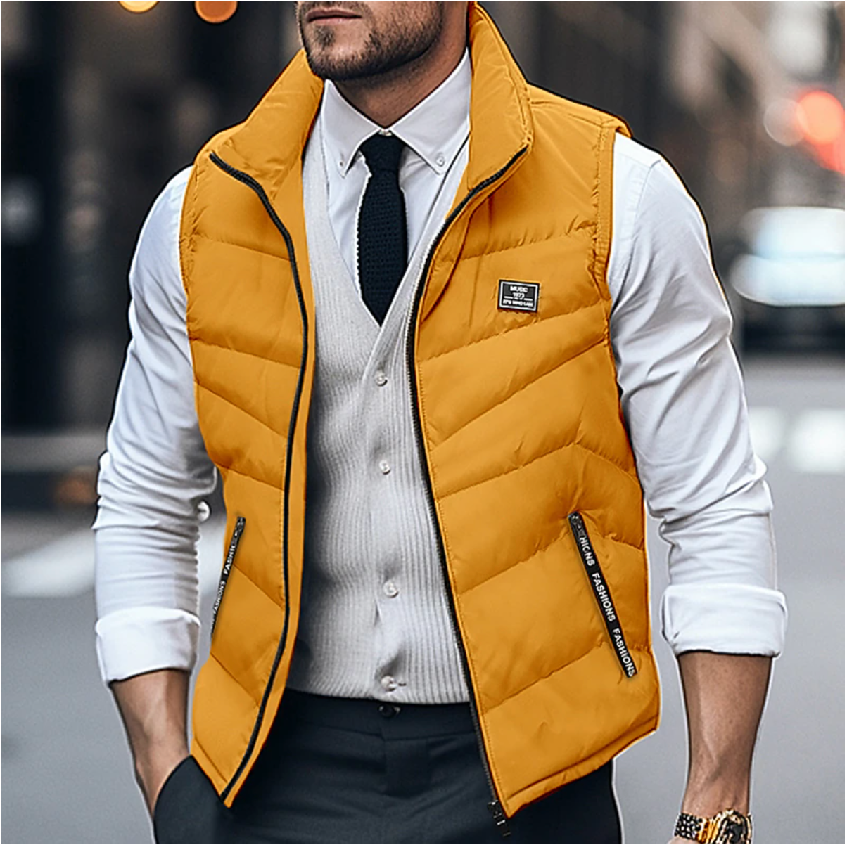 Louis | Gilet sans Manches Homme Matelassé Col Montant à Zip