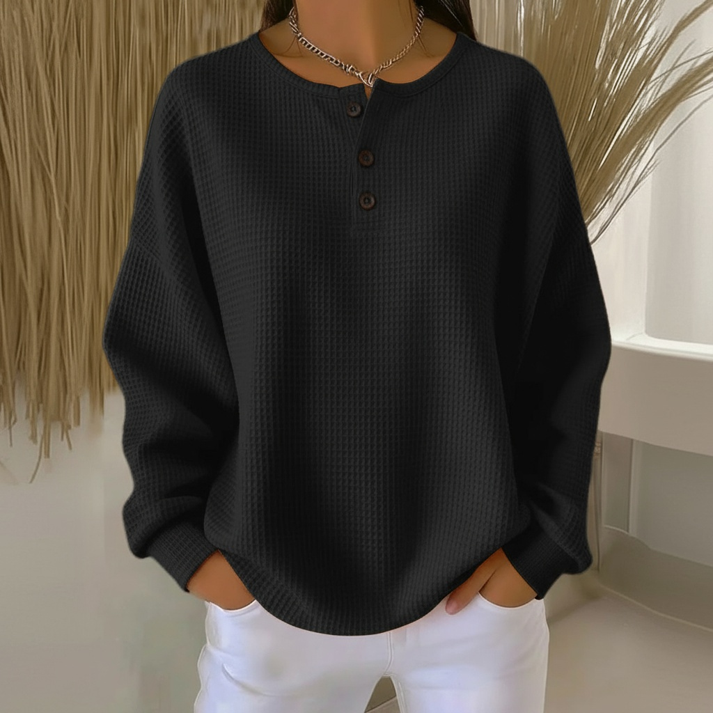 Aloura | Pull Femme Oversize Nid d'Abeille Col Rond à Boutons