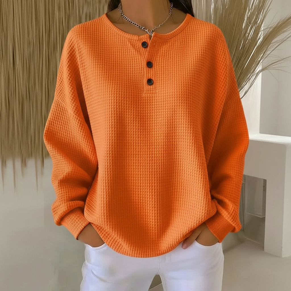Aloura | Pull Femme Oversize Nid d'Abeille Col Rond à Boutons