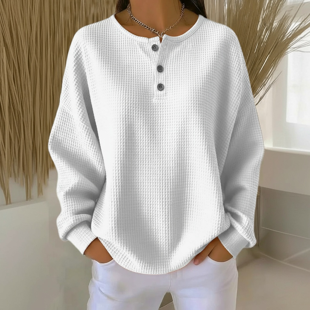 Aloura | Pull Femme Oversize Nid d'Abeille Col Rond à Boutons