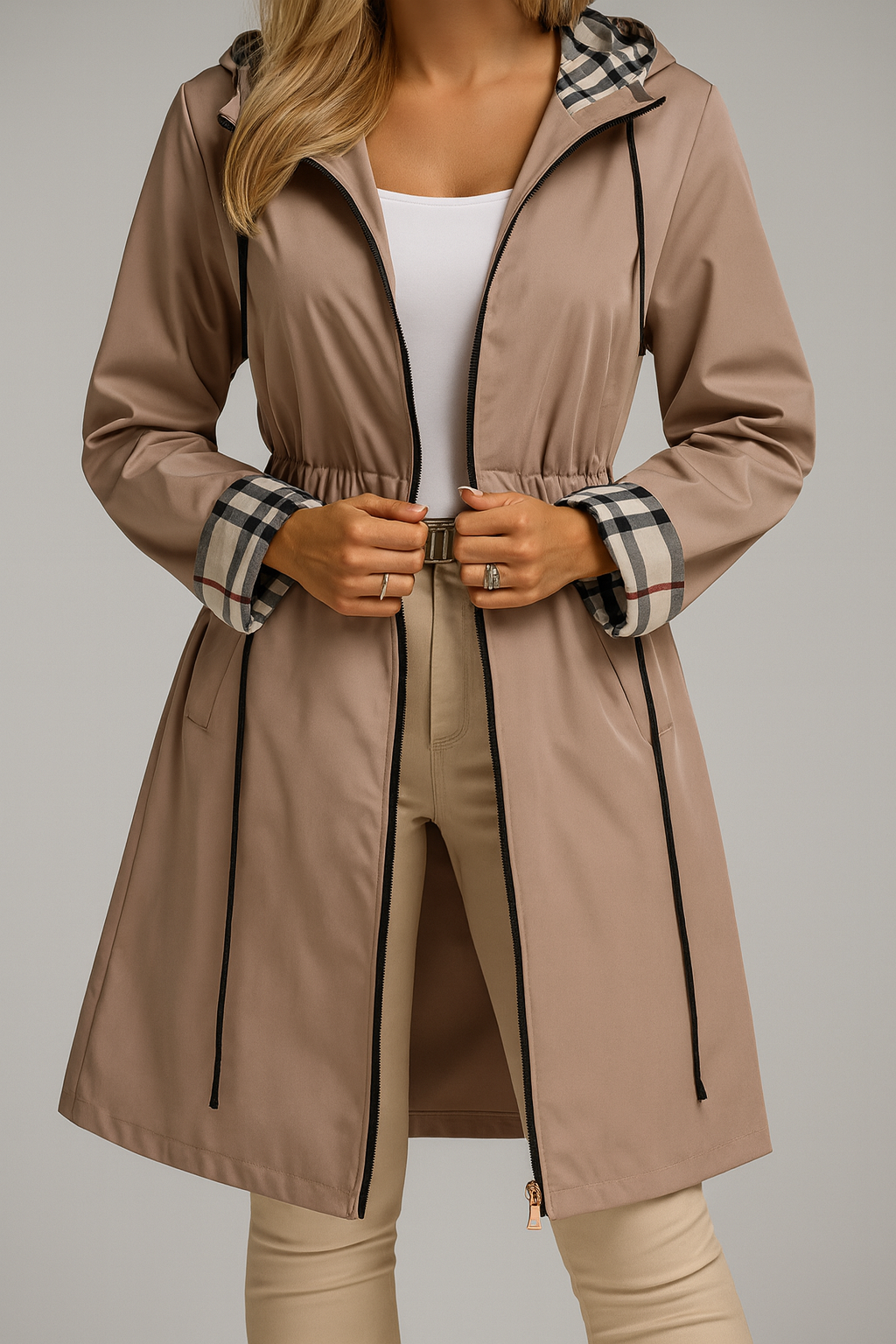 Juniper | Manteau Parka Femme à Capuche Zip et Cordon de Serrage