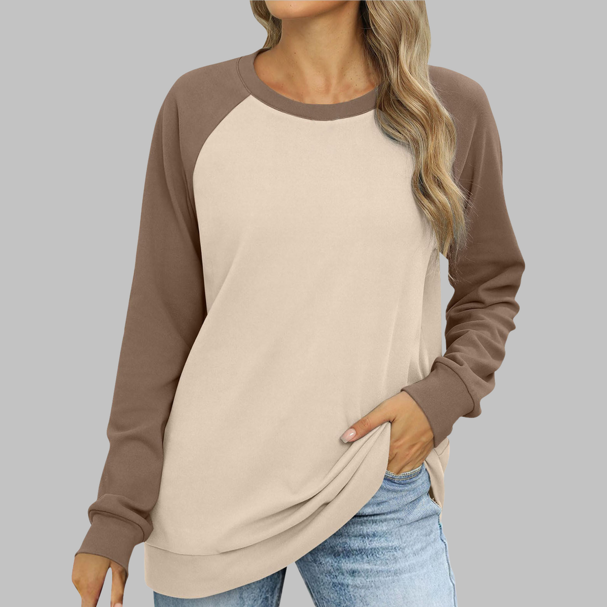Lhantel | Sweat Femme Color Block Col Rond Manches Raglan