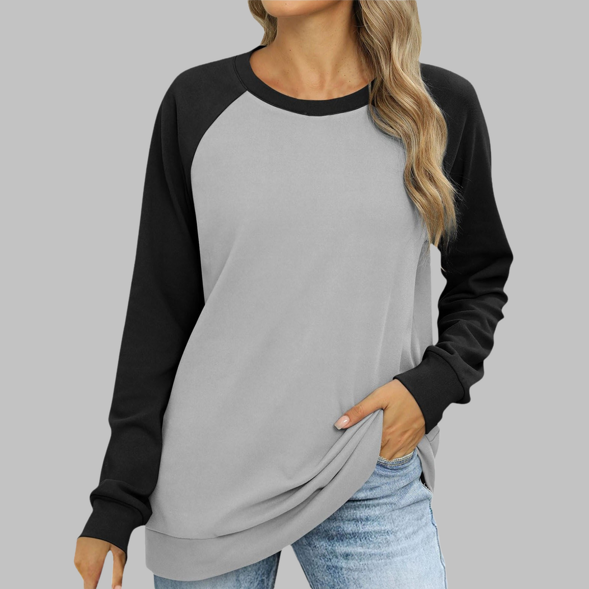 Lhantel | Sweat Femme Color Block Col Rond Manches Raglan