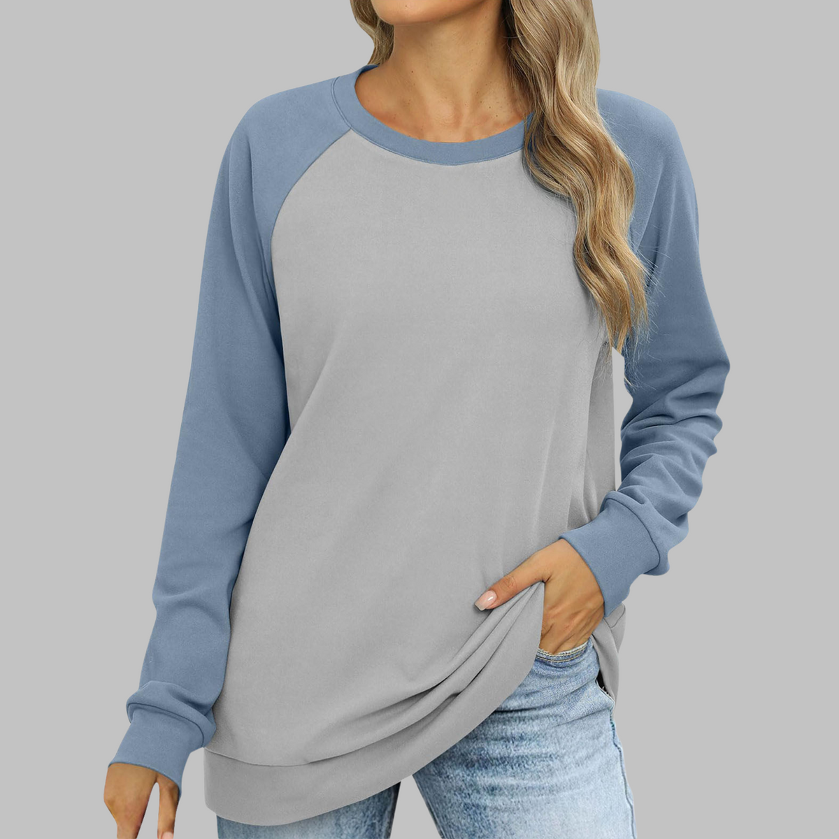 Lhantel | Sweat Femme Color Block Col Rond Manches Raglan
