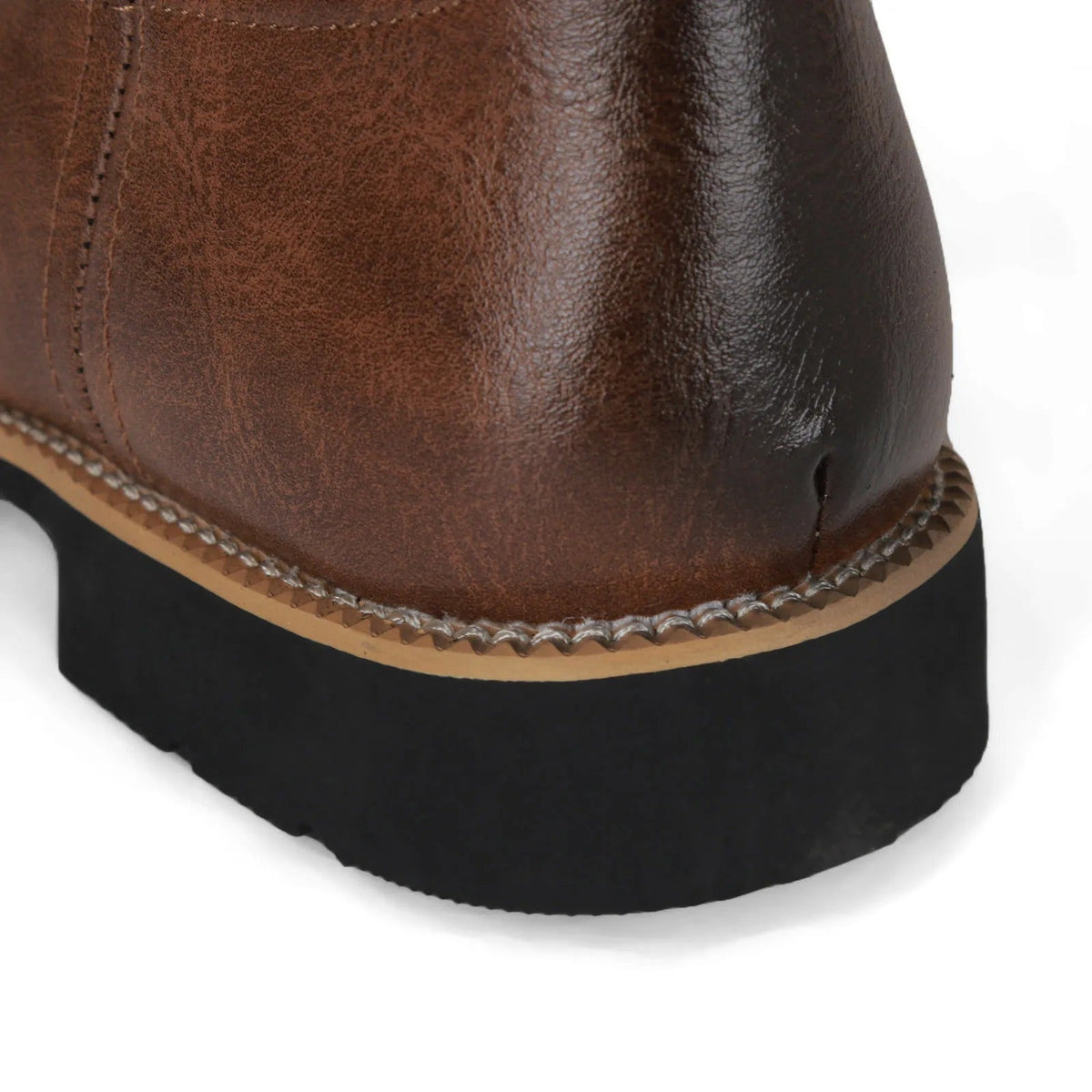 Loren | Santiags Homme en Simili Cuir Brodées à Mi-Mollet Bout Carré