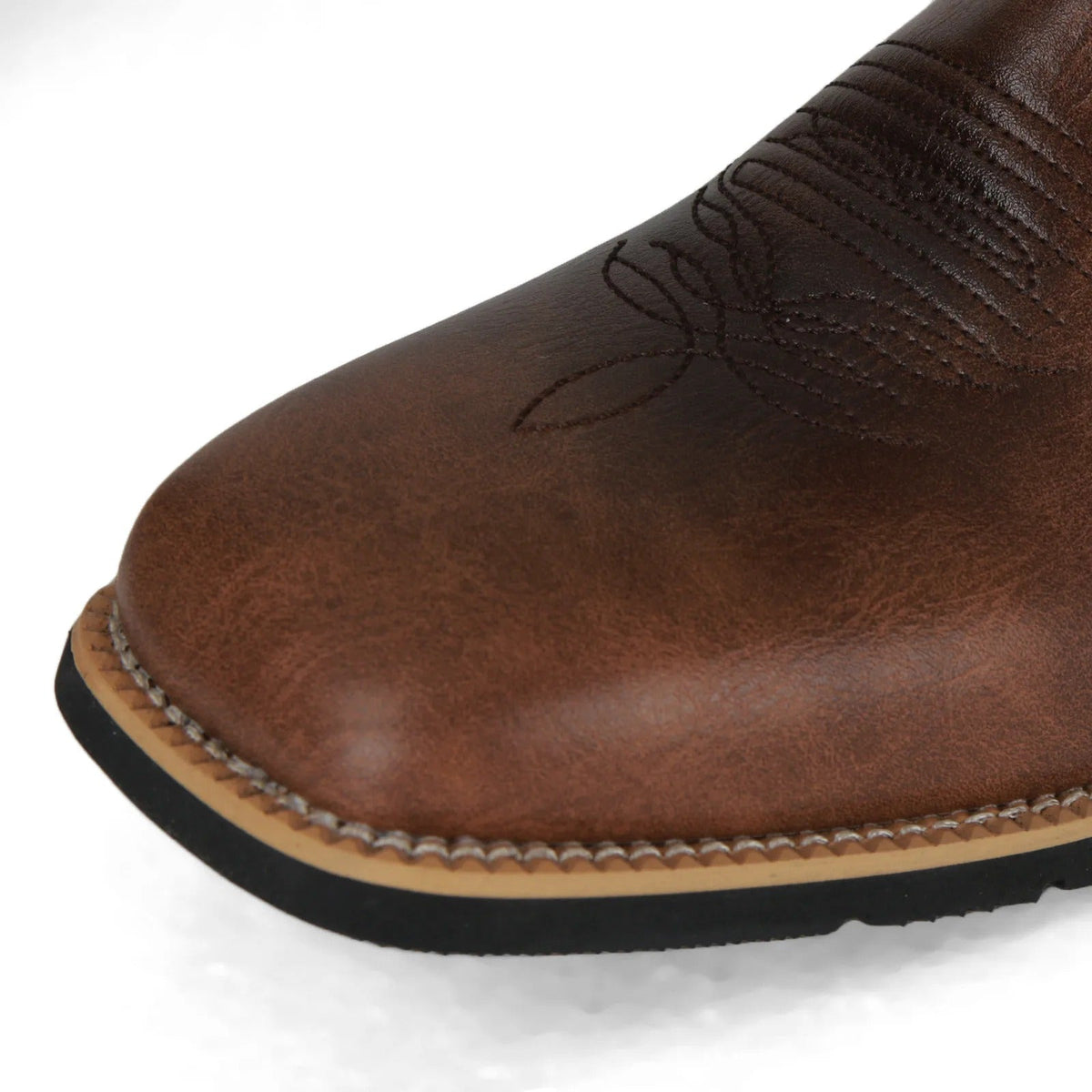 Loren | Santiags Homme en Simili Cuir Brodées à Mi-Mollet Bout Carré
