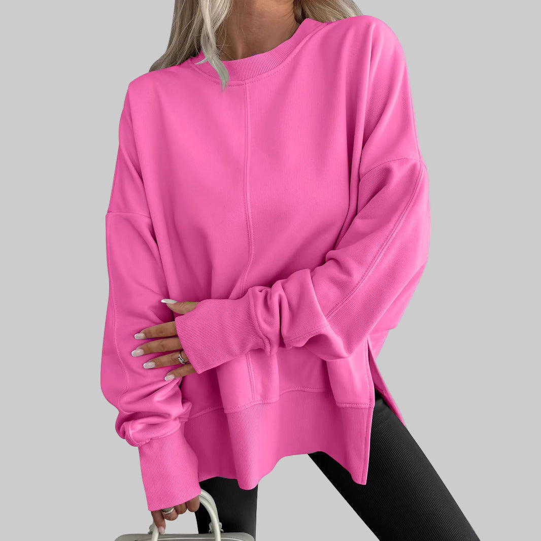 Luna | Sweat Femme Oversize Col Rond avec Fente Latérale