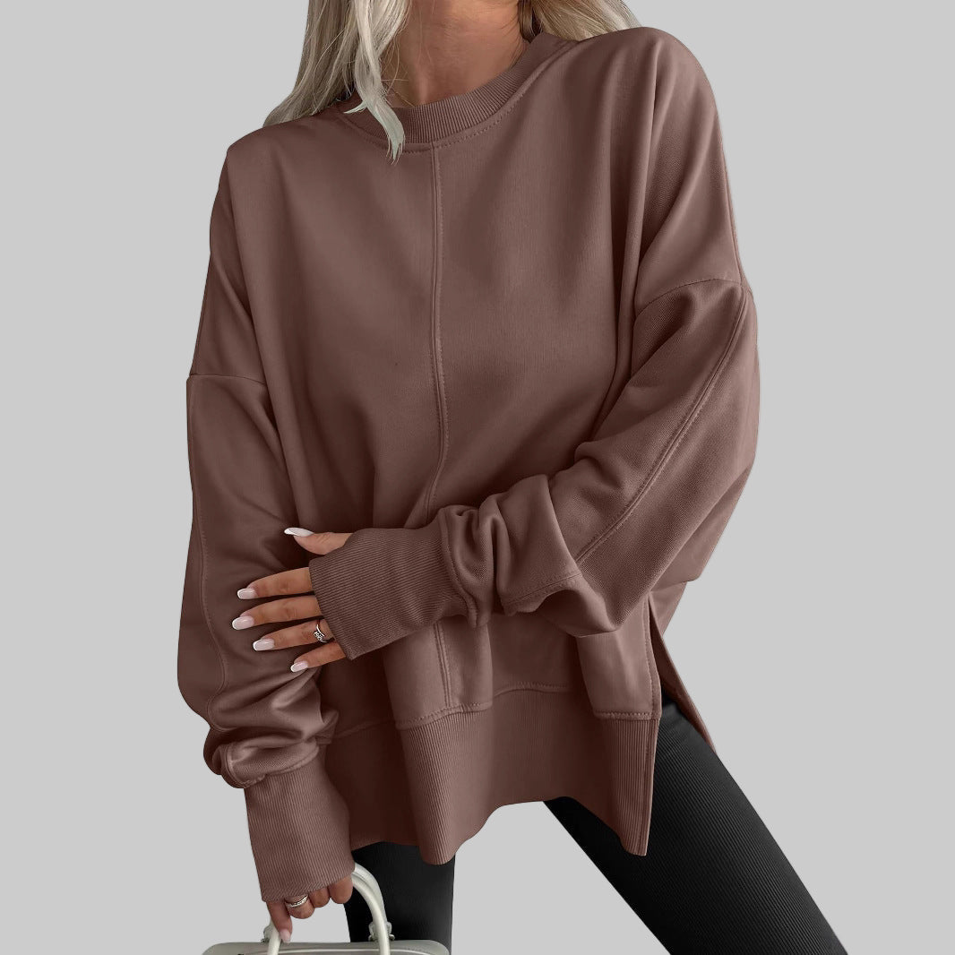 Luna | Sweat Femme Oversize Col Rond avec Fente Latérale