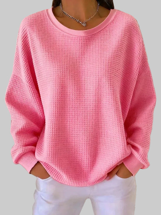 Mary | Pull Femme Oversize Nid d'Abeille Col Rond Manches Chauve-Souris