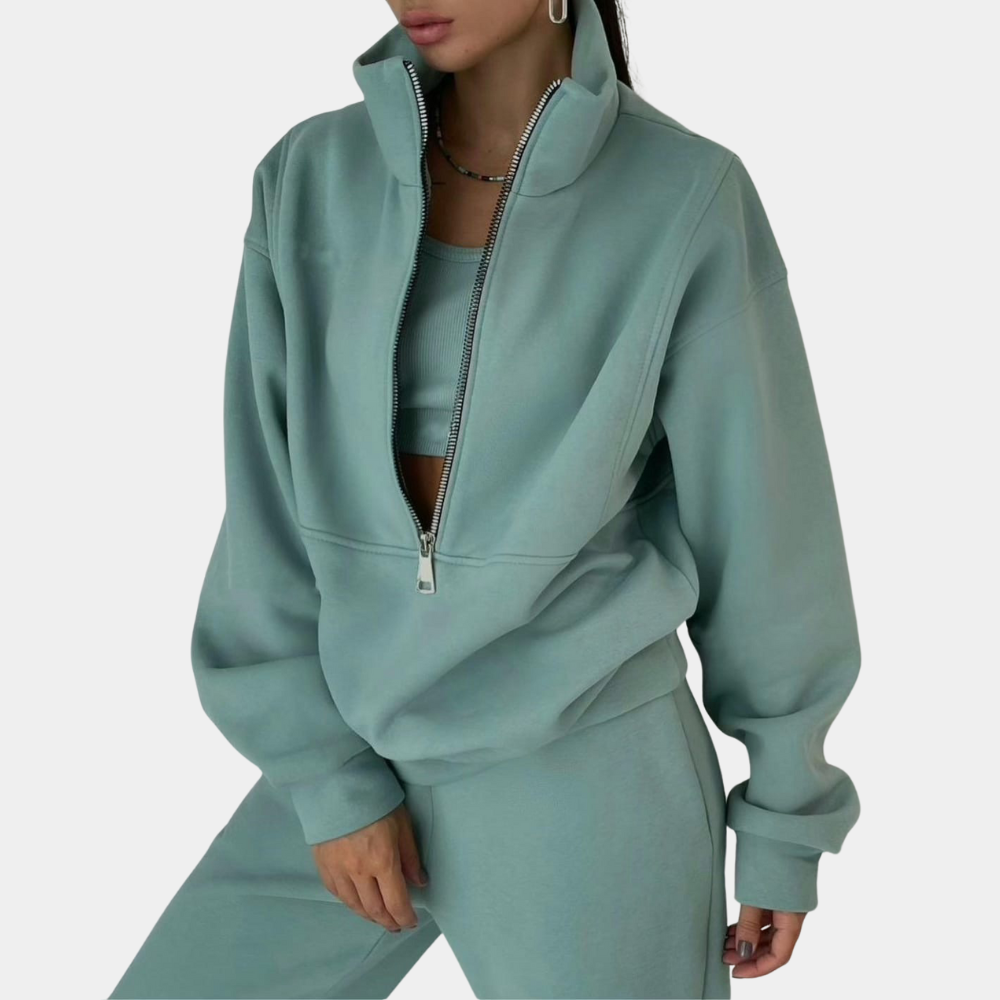 Niki | Ensemble Femme Oversize Sweat Demi-Zip Col Montant et Jogging