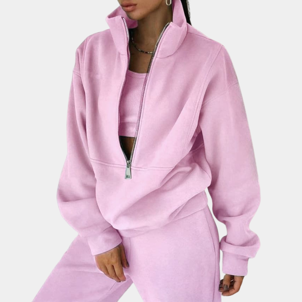 Niki | Ensemble Femme Oversize Sweat Demi-Zip Col Montant et Jogging