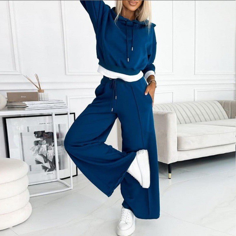 Thalia | Ensemble Femme Sweat à Capuche Crop et Pantalon Jambe Large