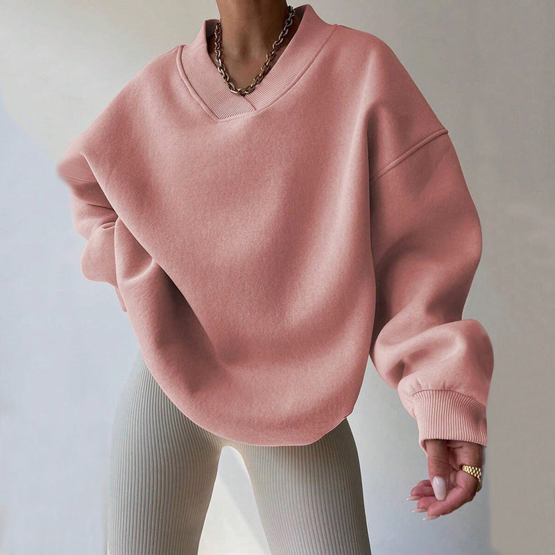 Valery | Sweat Femme Oversize Polaire Col V Manches Ballon