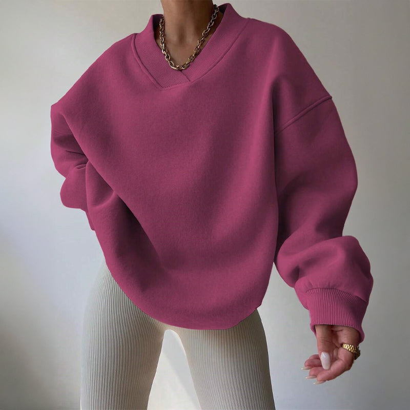 Valery | Sweat Femme Oversize Polaire Col V Manches Ballon