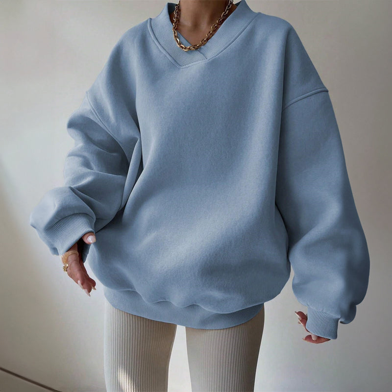 Valery | Sweat Femme Oversize Polaire Col V Manches Ballon